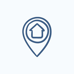 Image showing Pointer with house inside sketch icon.