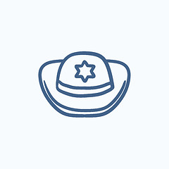 Image showing Sheriff hat sketch icon.