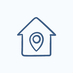 Image showing House with pointer sketch icon.