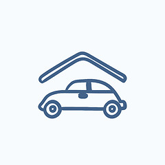 Image showing Car garage sketch icon.