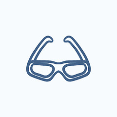 Image showing Three d cinema glasses sketch icon.