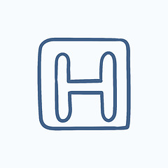 Image showing Hospital sign sketch icon.