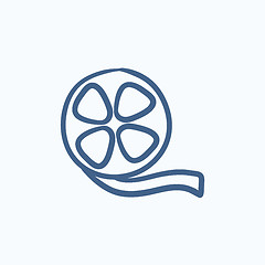 Image showing Film reel sketch icon.