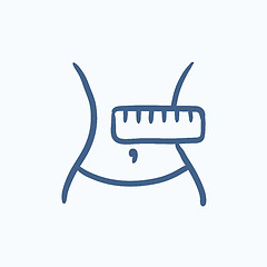 Image showing Waist with measuring tape sketch icon.