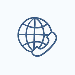Image showing Global communications sketch icon.