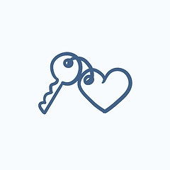 Image showing Trinket for keys as heart sketch icon.