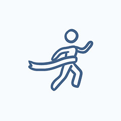 Image showing Winner crossing finish sketch icon.