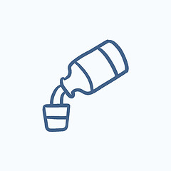 Image showing Medicine and measuring cup sketch icon.