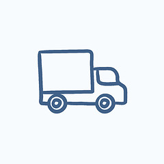 Image showing Delivery van sketch icon.