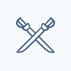 Image showing Crossed saber sketch icon.