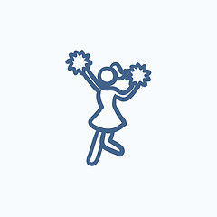 Image showing Cheerleader sketch icon.