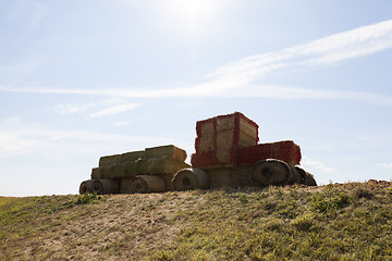 Image showing tractor made from straw 