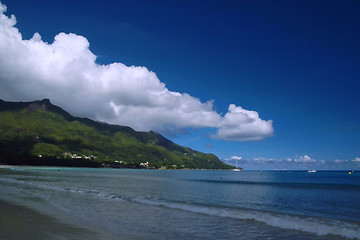 Image showing Sea, beach, clouds,mountain