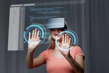 Image showing woman in virtual reality headset or 3d glasses