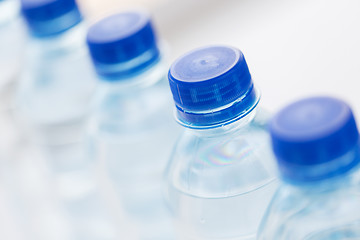 Image showing close up of plastic bottles with drinking water