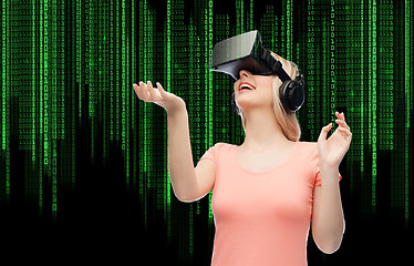 Image showing woman in virtual reality headset or 3d glasses