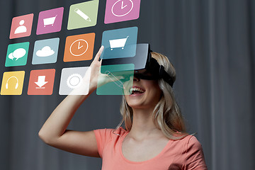 Image showing woman in virtual reality headset or 3d glasses