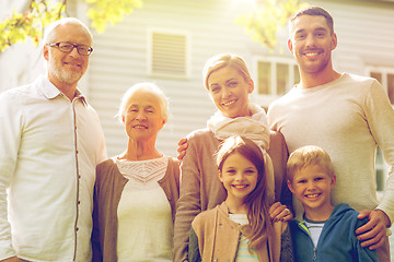 Image showing happy family in front of house outdoors