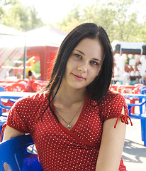 Image showing The girl in a red dress