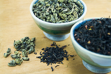 Image showing green and black tea