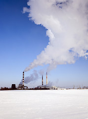 Image showing Chemical plant ,  winter season.