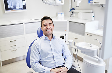 Image showing happy male patient sitting on dental chair