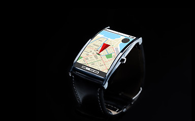 Image showing close up of smart watch with gps navigator map