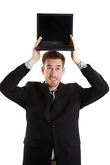 Image showing Businessman and laptop