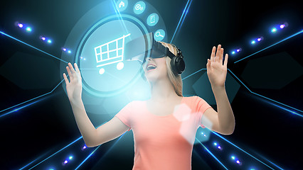 Image showing woman in virtual reality headset or 3d glasses