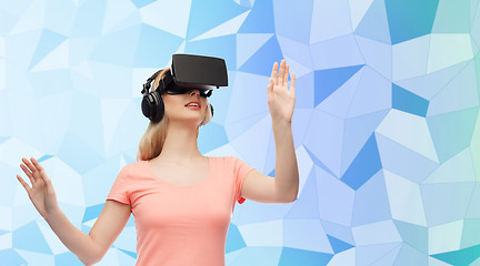 Image showing woman in virtual reality headset or 3d glasses