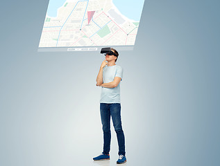 Image showing happy man in virtual reality headset or 3d glasses