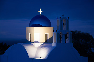 Image showing Church during Sunrise, Fira, Santorini, Greece