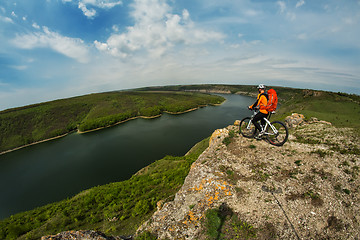 Image showing Traveling by bike on a sunny day.