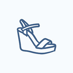 Image showing Women platform sandal sketch icon.