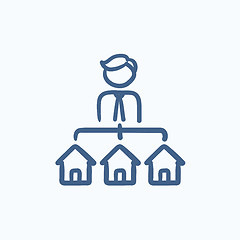 Image showing Real estate agent with three houses sketch icon.