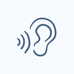 Image showing Ear and sound waves sketch icon.