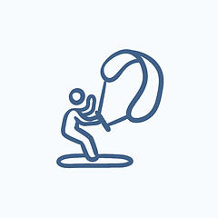 Image showing Kite surfing sketch icon.