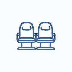 Image showing Cinema chairs sketch icon.