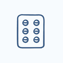 Image showing Plate of pills sketch icon.