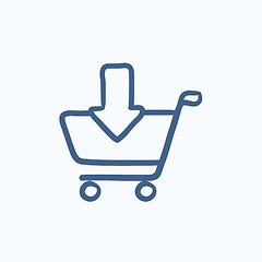 Image showing Online shopping cart sketch icon.