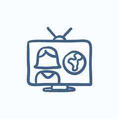 Image showing TV report sketch icon.