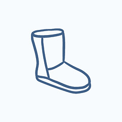 Image showing Fuzzy winter boot sketch icon.