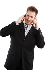 Image showing Busy caucasian businessman