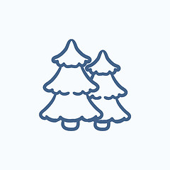 Image showing Pine trees sketch icon.