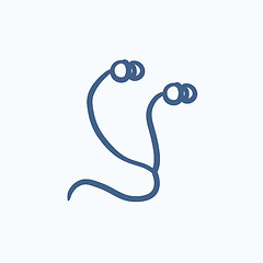 Image showing Earphone sketch icon.