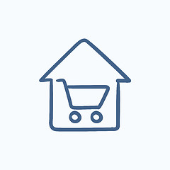 Image showing House shopping sketch icon.