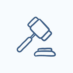 Image showing Auction gavel sketch icon.
