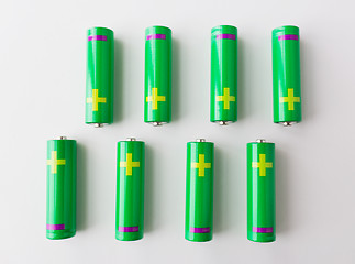 Image showing close up of green alkaline batteries