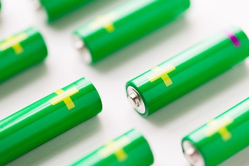 Image showing close up of green alkaline batteries