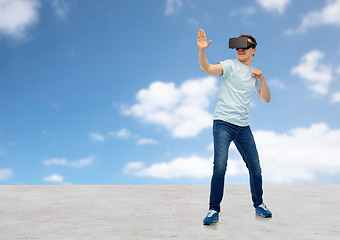 Image showing man in virtual reality headset or 3d glasses